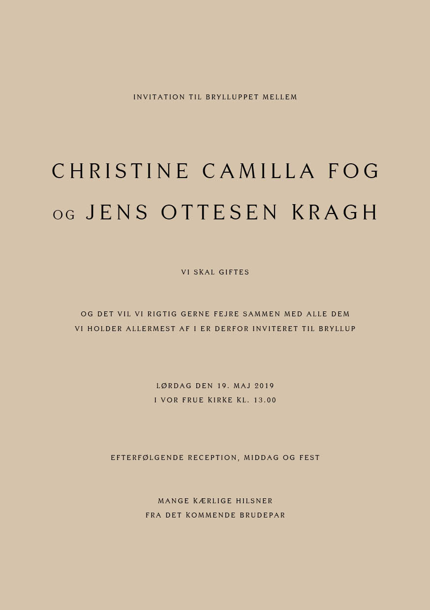 Invitationer - Christine og Jens Beige
